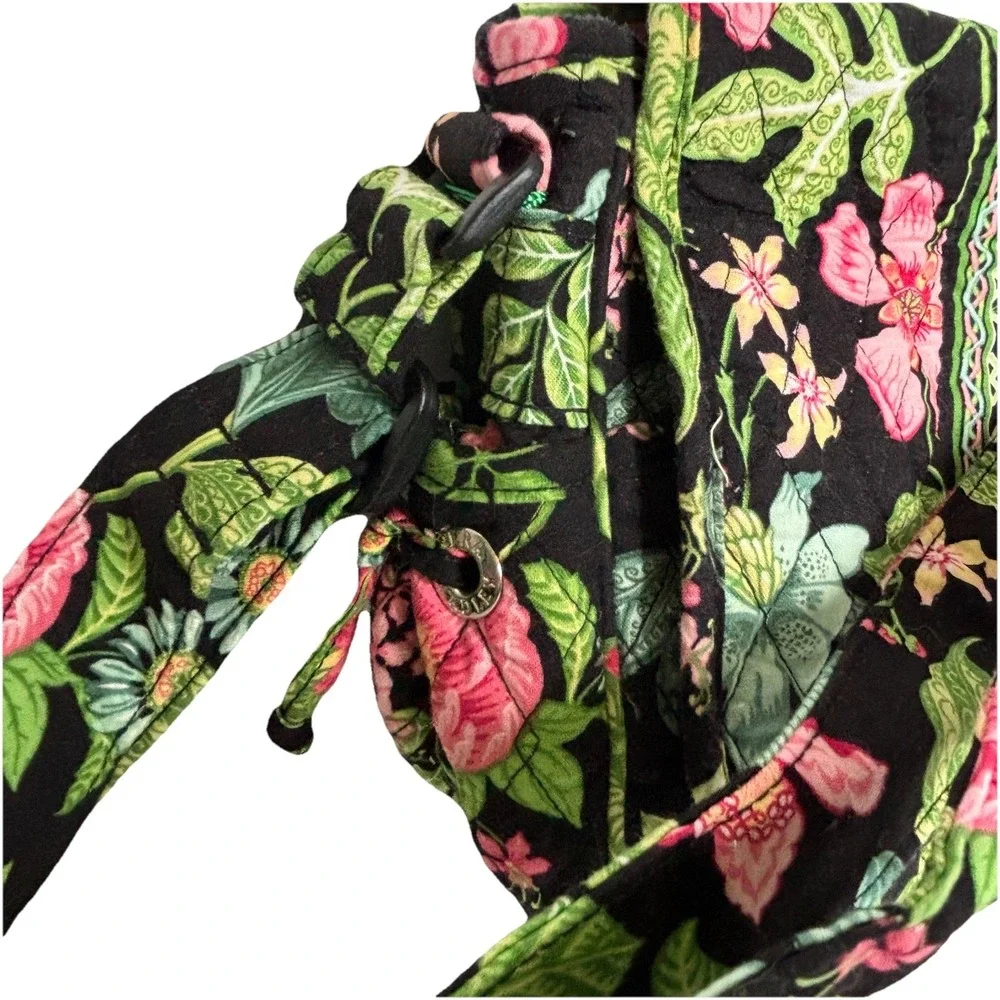 Vera Bradley Lindsay Botanica Crossbody Bag Green Black Floral‎ Shoulder Purse